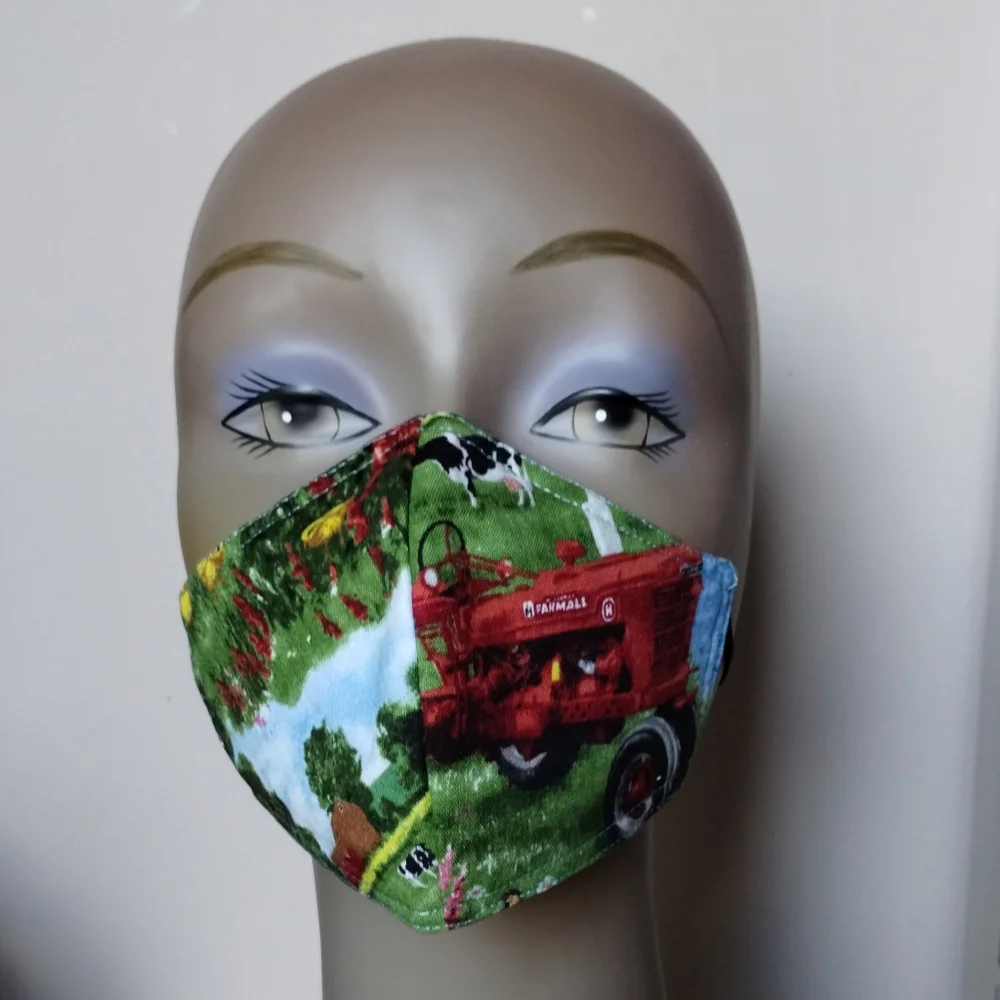 Farm Tractor Unisex 3ply Cotton Mask for Children